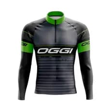 Camisa De Ciclismo Oggi Cinza  Manga Longa Masculina/Feminino e Infantil