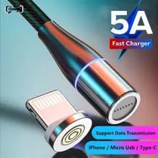 Cabo De Carregamento Rápido 5A Micro USB/Tipo-C Carregador Liga De Alumínio Trançado