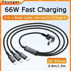 Cabo De Carregamento Rápido USB Para Tipo C De 66 W | Dados Anti-Quebra De Trança De Nylon 0.6M/1.5M Carregador De Telef