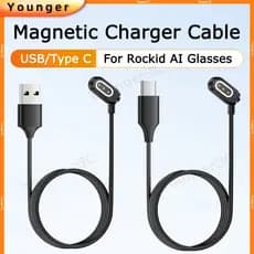 Cabo De Carregamento USB/Tipo C | Para Óculos Inteligentes Rockid AI Carregador Magnético Conecte E Jogue