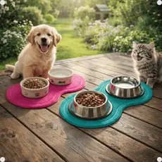 Tapete Pet para Comedouro de Cães e Gatos 46x26cm Antiderrapante Impermeável Lavável