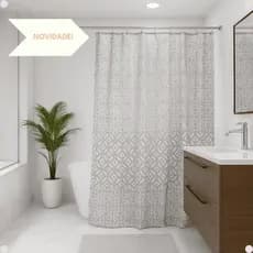 Cortina Banheiro Box Poliéster Impermeável Antimofo 1,98x1,80 com Ganchos