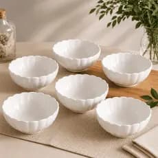 Jogo 6 Cumbucas Bowls Tipo Porcelana Branca 480ml Sopa Caldo Sobremesa Premium