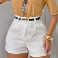 Short alfaiataria feminino social cintura alta com cinto lançamento inverno 2026 elegante Fino