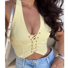 cropped feminino alfaiataria corselete tendência verão moda gringa elegante candy color com regulagem corset colete