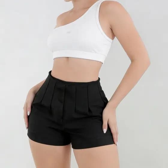 Feminino Short Cintura Alta Estiloso Zíper Lateral Bolsos Funcional Inverno e Verão Dia a Dia 2026