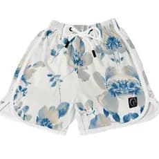 Short Feminino Premium Básico Estampado Casual Ou Treino Soltinho Flores Azuis