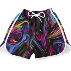 Short Feminino Premium Básico Estampado Casual Ou Treino Soltinho Seca Rápido Psicodelic