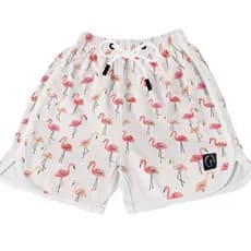Short Feminino Premium Básico Estampado Casual Ou Treino Soltinho Seca Rápido Flamingos