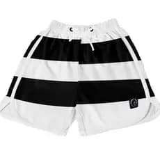 Short Feminino Premium Básico Estampado Casual Ou Treino Soltinho Seca Rápido Listras Preto