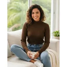 Blusinha Feminina Social Termica Manga Longa Canelada Básica Gola Alta Ribana Premium Segunda Pele