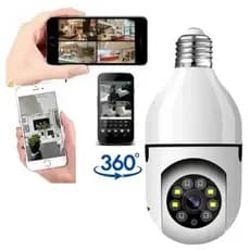 Câmera Lâmpada Espiãn de Segurança Panorâmica Wifi1080 Gira 360 Grau