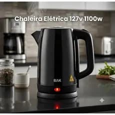 Chaleira Elétrica 127v  Aço Inox Bak 2L 1100w Férvura Rápida