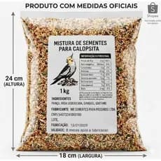 Comida de Calopsita 1kg - Lote Fresco com Validade Longa