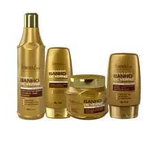 Kit Banho De Verniz Forever Liss - 01 Shampoo 500ml + 01 Condicionador 200g + 01 Máscara 250g + 01 leave-in 140g