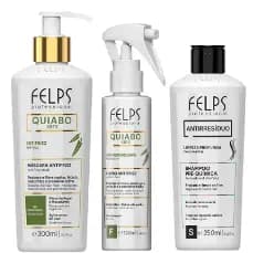 Felps Escova Progressiva De Quiabo + sh antiresiduo + fluido Pós Escova Quiabo
