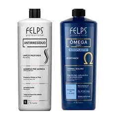 Selagem Térmica Ômega Zero Resistence Felps Professional 1L + Shampoo Antirresíduo 1L  Alisamento Profissional S/ Formol