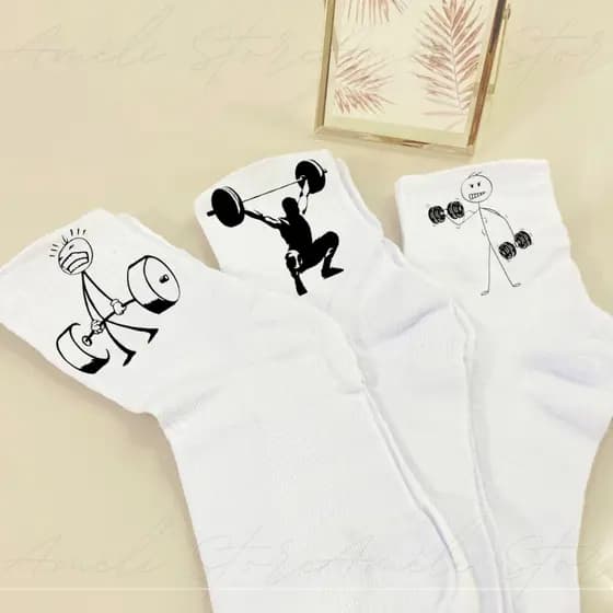 Kit 03 Pares de Meias Brancas Meme Cano Alto Crossfit Academia Frases Engraçadas