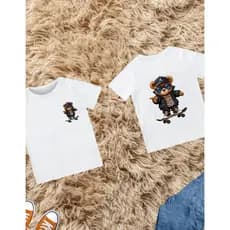 Camiseta infantil e juvenil Urso Skate 100%algodão,Blusa menino confortável lançamento branca