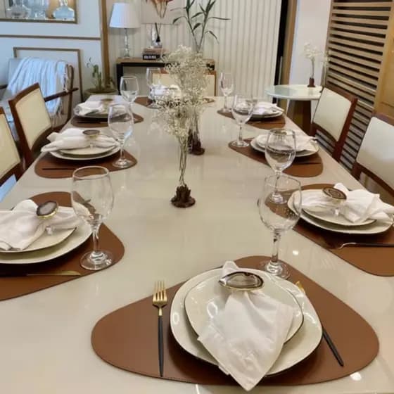 Jogo Americano Organico Com Costuras Sousplat De Mesa em Couro Sintético
