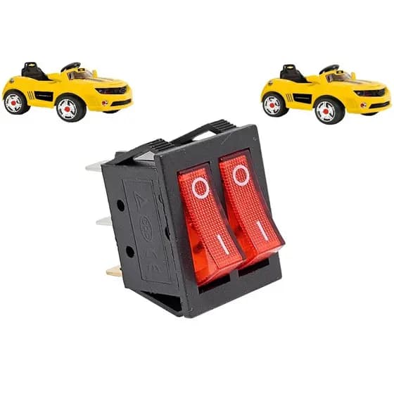 Botão Duplo Chave Interruptor Gangorra Camaro Frente Ré e Controle Pedal Carrinho Elétrico Infantil