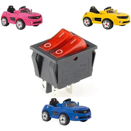 Botão Duplo Chave Interruptor Camaro Cores Frente Ré Carrinho Elétrico Infantil Bandeirantes