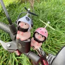 Motocicleta Porquinho Rosa Bonitinho Com Hélice De Capacete De Pato Acessórios Para Carros De Bicicleta Ciclismo