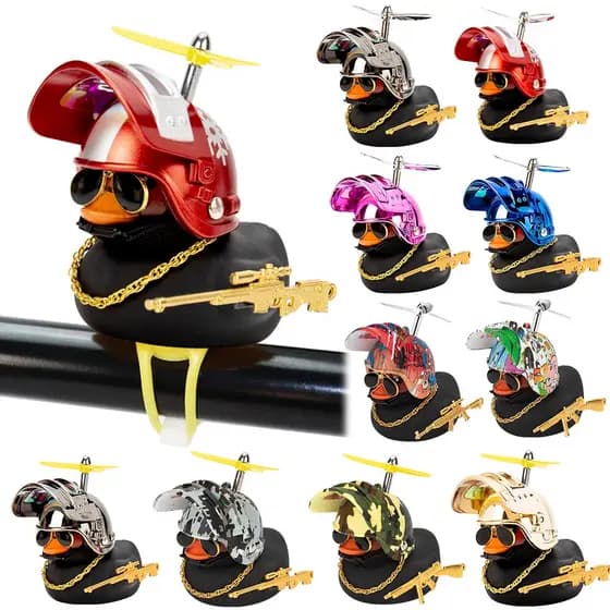 Pato Com Ornamentos De Motocicleta Leve Strobe Nível 3 Capacete Decoração De Ciclismo De