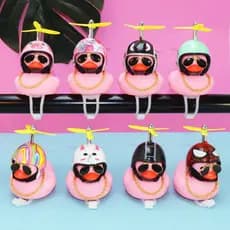 Pato Rosa Com Capacete Para Motocicleta Luzes No Carro Decoração De Interiores Do Acessórios Carros