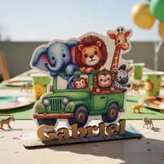 Safari Centro de Mesa Personalizado com Nome