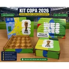 Porta Álbum Figurinhas Copa 2026 Kit Organizador Mdf