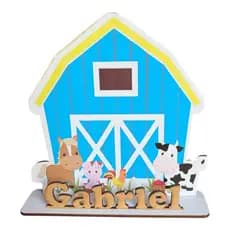 Kit Centro de Mesa Fazendinha em MDF – Decoração Infantil Personalizado C/ Nome