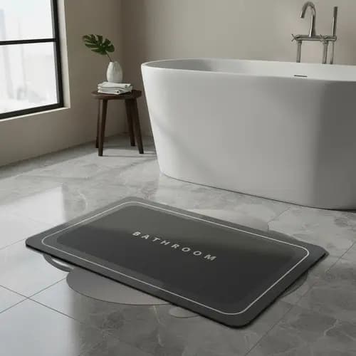 Tapetes Banheiro Piso Absorvente Antiderrapante Seca Rapido Preto Bathroom