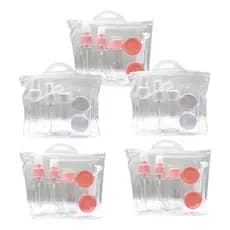 Kit 5x Saco Porta Viagem Mini Frascos Cosméticos Shampoo