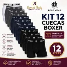 Kit 12 Cuecas Boxer Polo Wear Microfibra Sem Costura Masculinas Cueca Box Adulto Confortável Sortido