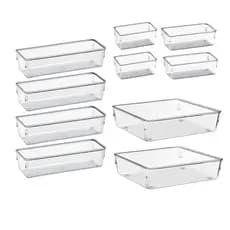 Kit 10 Organizador  Acrilico Cristal Multiuso Modular Gavetas Fume