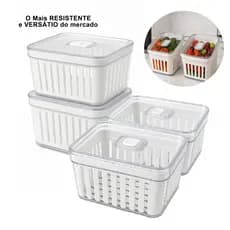 Organizador de Geladeira 3,8 Litros Cesto Com Tampa Multiuso Alimento Verdura e Vegetal