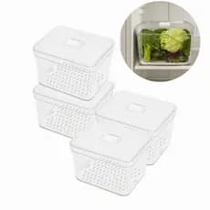 Kit Organizador de Geladeira 3.8L Bandeja Drenagem Com Tampa Multiuso Rebirth