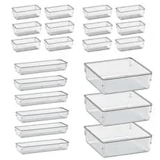 Kit 21 Organizador Multiuso Modular Gavetas Acrilico Cristal