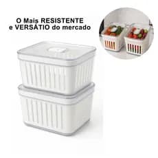 Kit 2 Organizadores de Geladeira 3,8L Cesto Com Tampa Multiuso Alimento Verdura e Vegetal