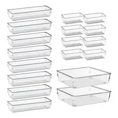 Organizadores Kit 18 Pecas Multiuso Modular Gavetas Geladeira Acrilico Retangular