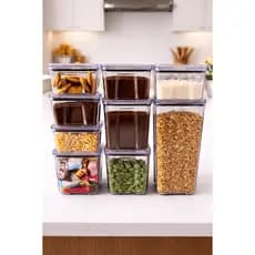 Kit 8 Organizador Rebirth Pote Hermético Empilháveis Porta Mantimento Cozinha