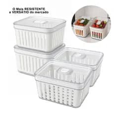 Organizadores de Geladeira 3.8 Litros Cesto Multiuso Com Tampa Alimentos Vegetais e Verduras