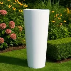 Vaso Polietileno Para Plantas Coluna Ibiza Luxo Lisa Branca P Decoração Sala Jardim Casa