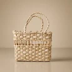 Bolsa De Praia Feminina Pequena Artesanal De Palha Bag Quadrada Vazada Verão Piscina