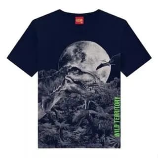 Camiseta Manga Curta Dinossauro (Preta) KYLY