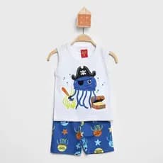 Conjunto Infantil Polvo Pirata Regata e Bermuda Menino KYLY