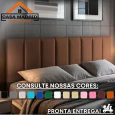 Cabeceira 1,40 x 0,60m Completa Modulada Adesiva Estofada Para Cama Box De Casal - 7 Placas