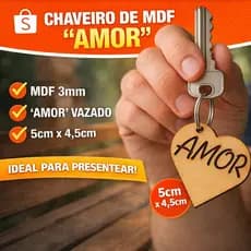 Kit 100 Chaveiros de Coração Apliques em MDF Cru 5x4,5cm Tag Vazado Para Artesanato Lembranças