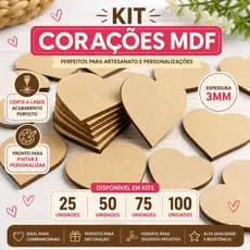 Kit Até  100 Corações MDF Cru 3mm Corte Laser Para Artesanato Lembrancinhas - Pronta Entrega